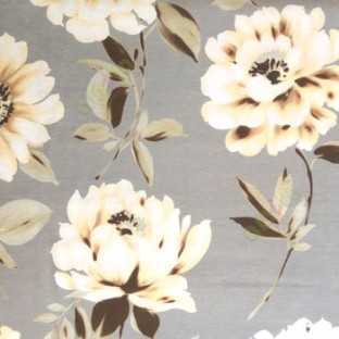 Grey black cream beige color beautiful natural rose with long leaf spine daisy flower with long stem and flower velvet finished poly fabric main curtain